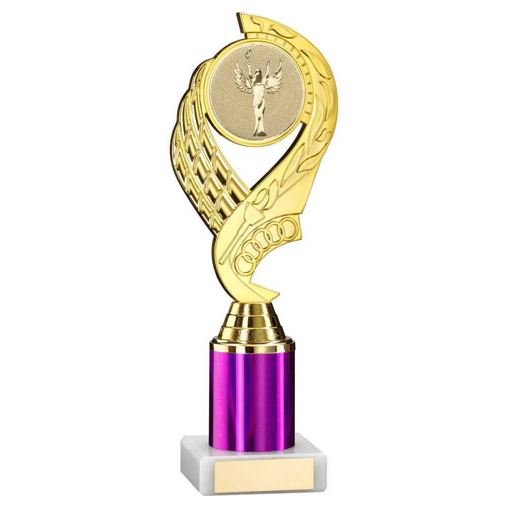 GOLD/PURPLE 'OLYMPIC' HOLDER ASSEMBLED ON MARBLE (2" CEN/3" TUBE) - 10in
