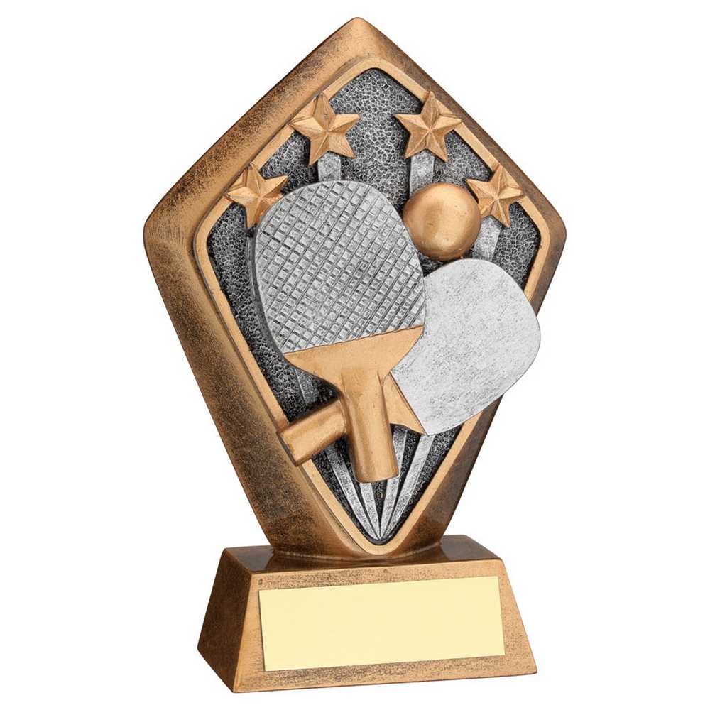 BRZ/GOLD DIAMOND HOLDER WITH 'TABLE TENNIS' DISC WITH PLATE - 5.25in
