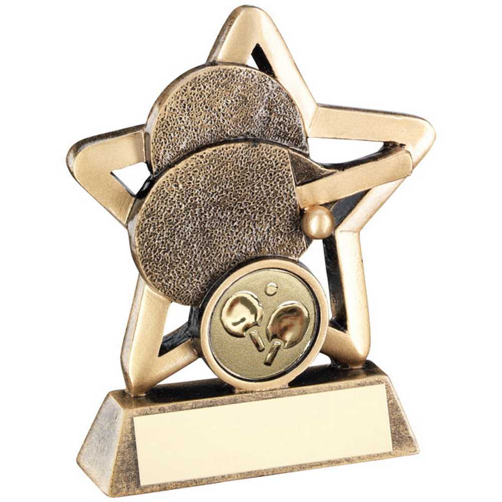 BRZ/GOLD TABLE TENNIS MINI STAR WITH PLATE (1in CENTRE) - 3.75in