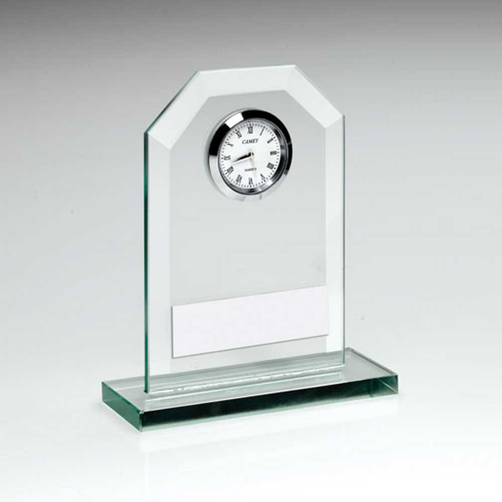 JADE GLASS CLOCK WITH PLATE - 6.25in