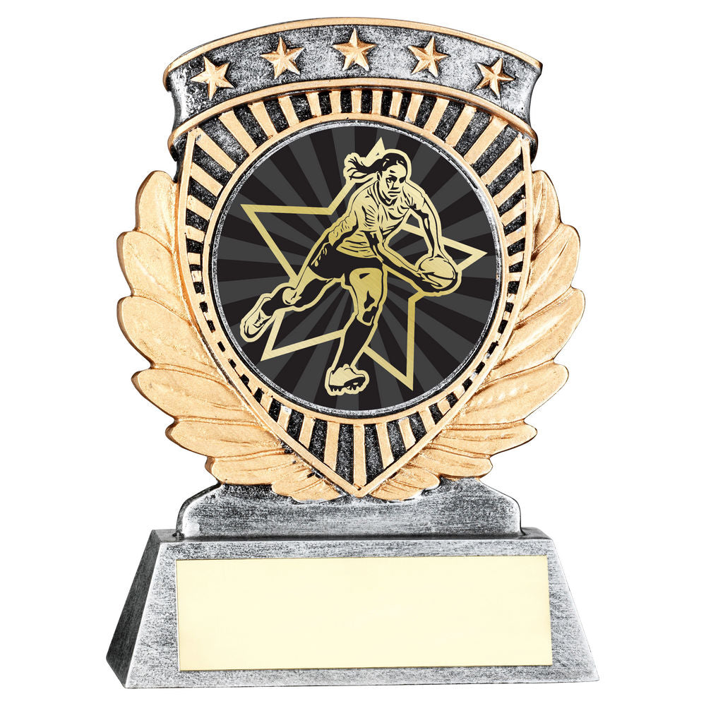 PEW/GOLD 5 STAR HOLDER WITH VINYL FEMALE RUGBY INSERT & PLATE - 4.5in