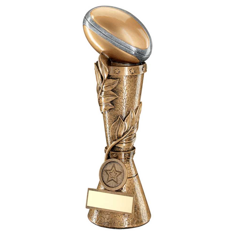 BRZ/PEW/GOLD RUGBY BALL LEAF COLUMN WITH CENTRE (1in CENTRE) - 7in