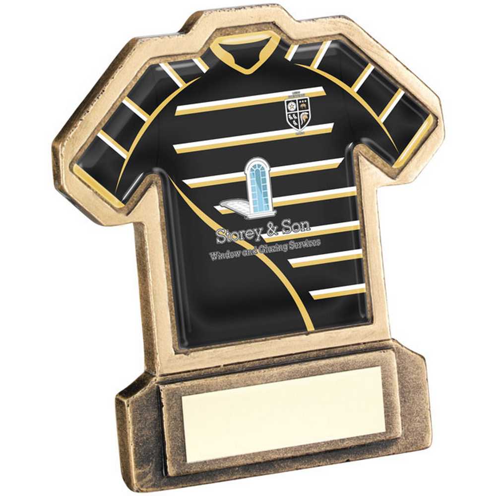 BRZ/GOLD RESIN RUGBY SHIRT WITH PLATE - (SHIRT C) 4.5in