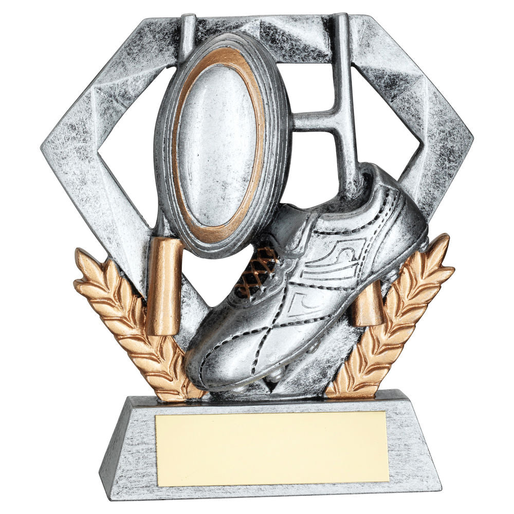 PEW/GOLD RUGBY MINI DIAMOND WITH PLATE - 4in