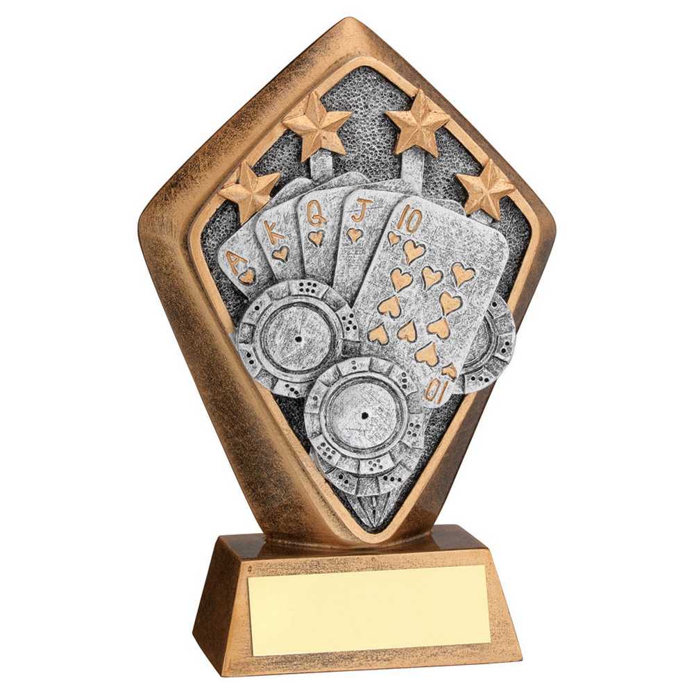 BRZ/GOLD DIAMOND HOLDER WITH 'CARDS' DISC WITH PLATE - 5.25in