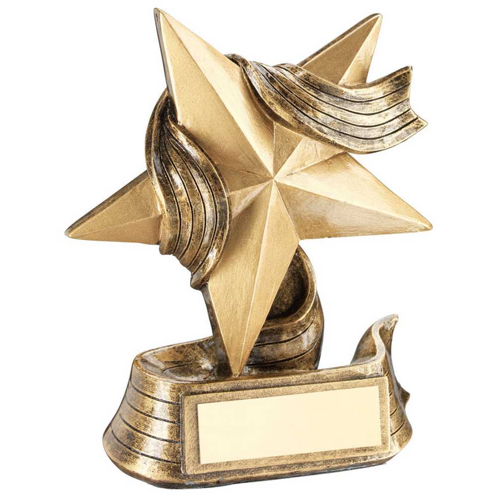 BRZ/GOLD STAR AND RIBBON AWARD WITH PLATE - 5.5in