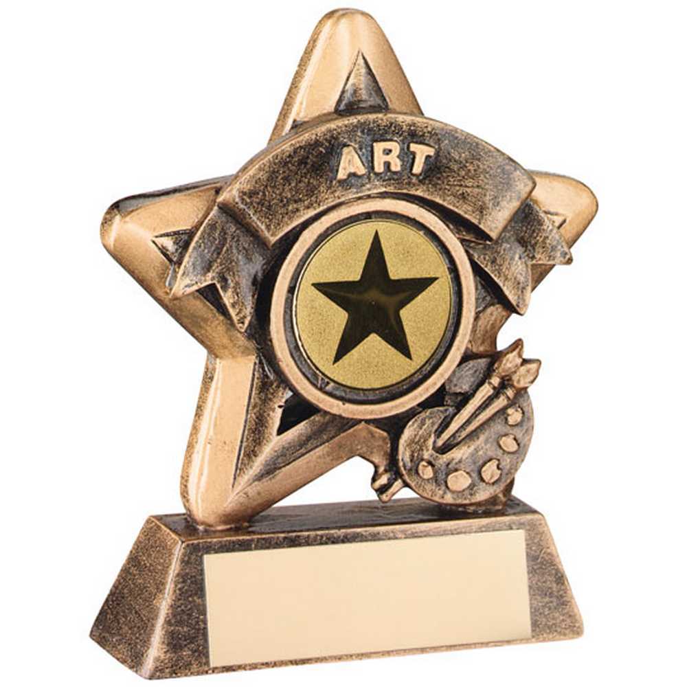 BRZ/GOLD MINI STAR 'ART' WITH PLATE (1in CENTRE) - 3.75in