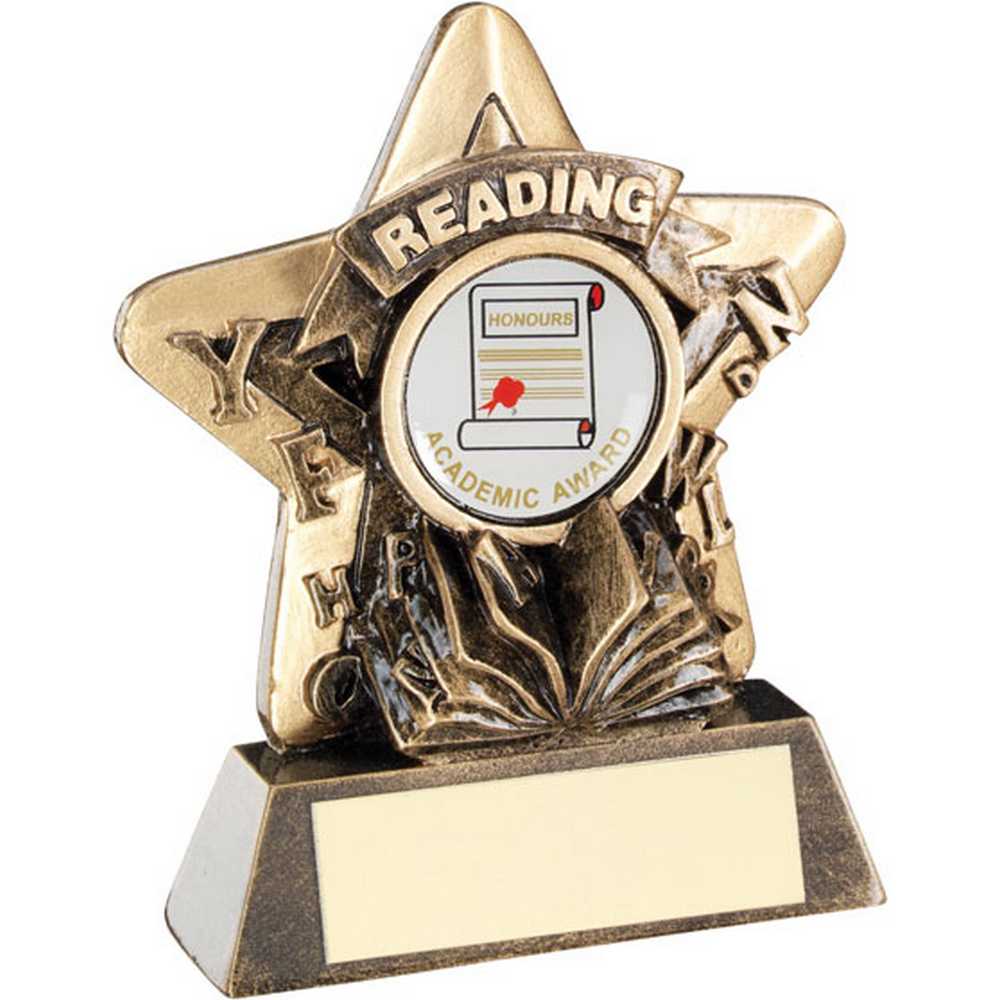 BRZ/GOLD MINI STAR 'READING' WITH PLATE (1in CENTRE) - 3.75in