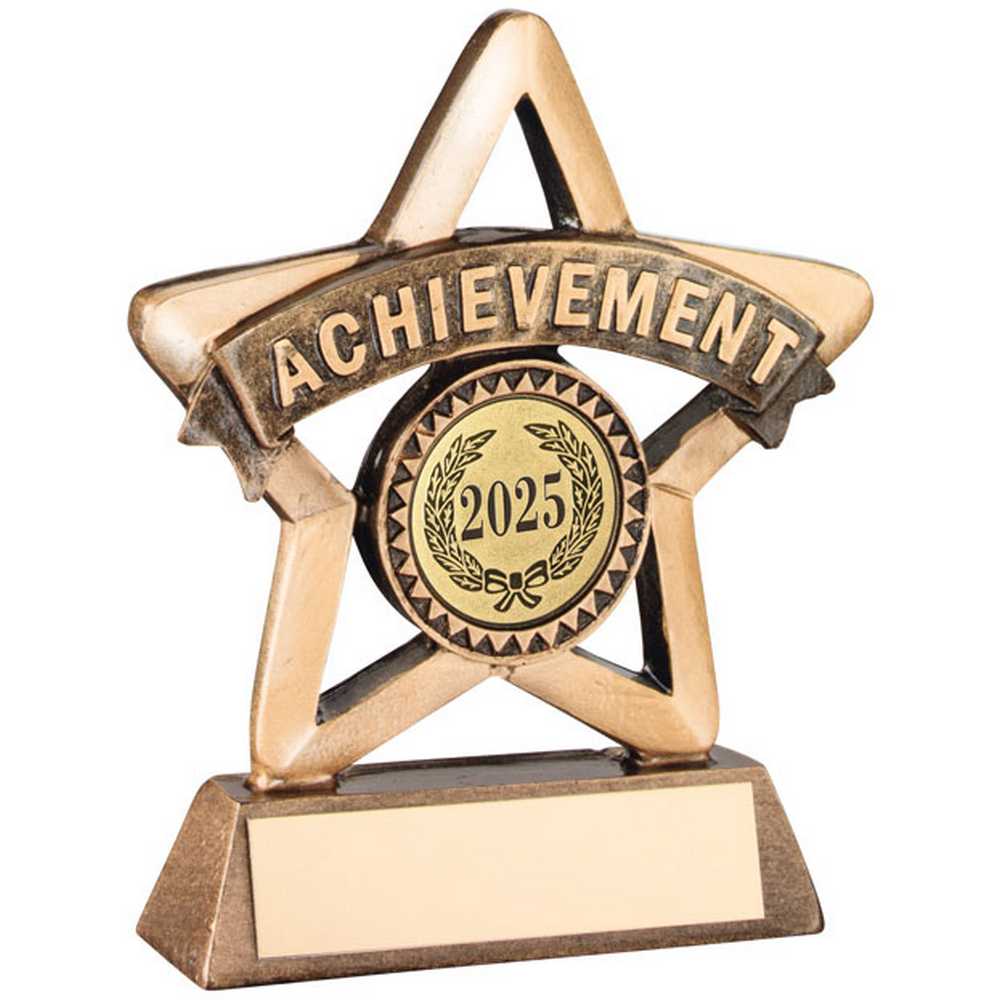 BRZ/GOLD RESIN ACHIEVEMENT MINI STAR WITH PLATE (1in CENTRE) - 3.75in