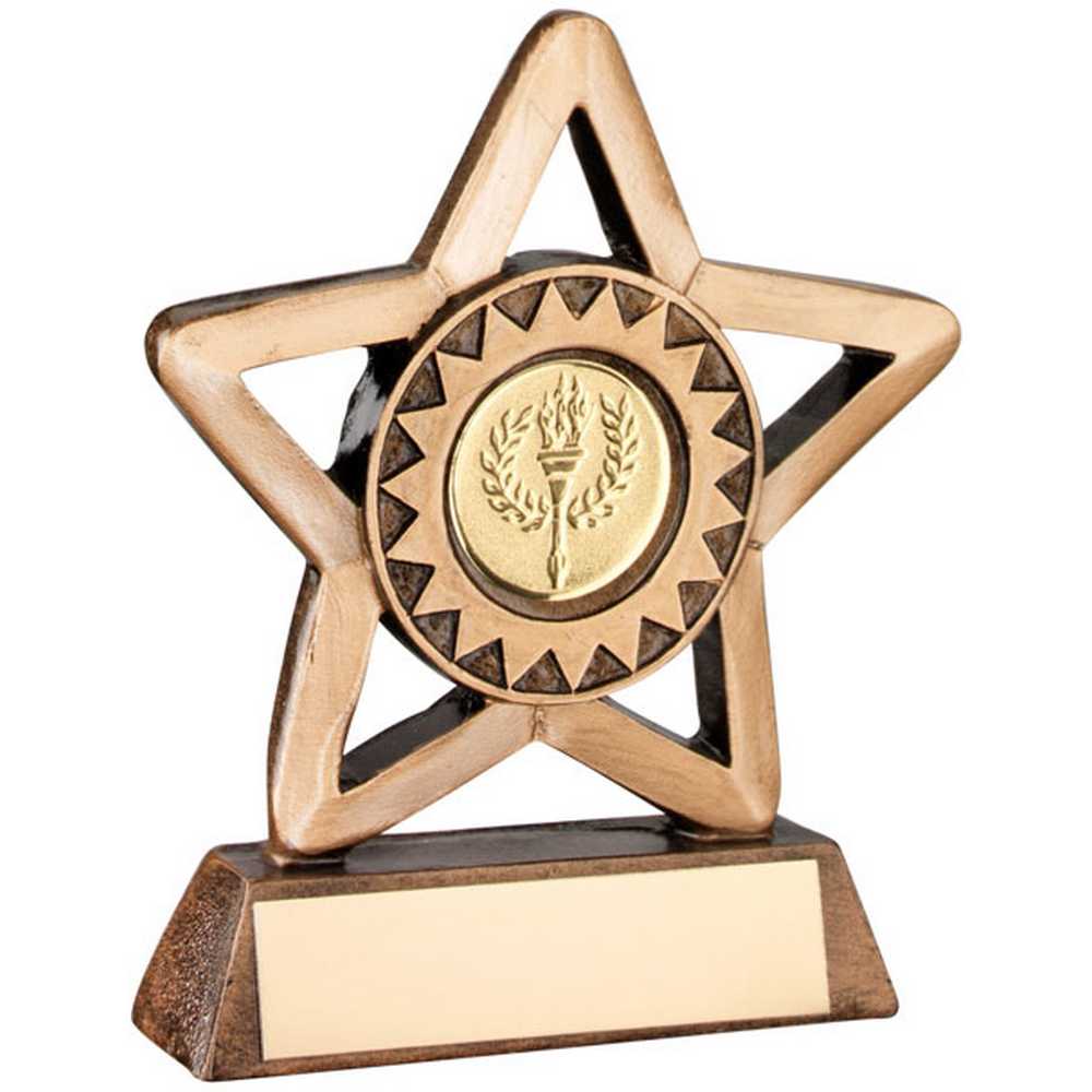 BRZ/GOLD RESIN GENERIC MINI STAR WITH PLATE (1in CENTRE) - 3.75in