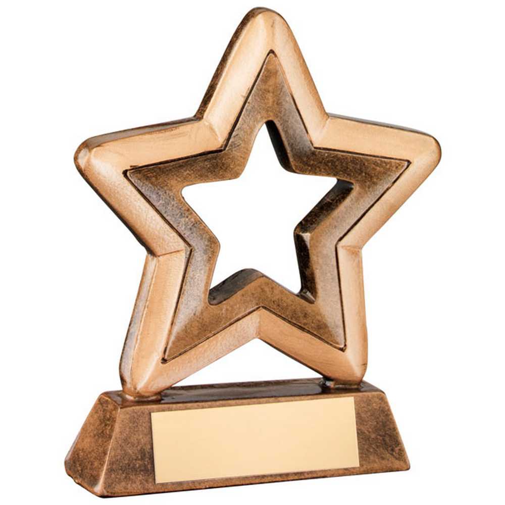 BRZ/GOLD RESIN GENERIC MINI STAR WITH PLATE - 4.25in