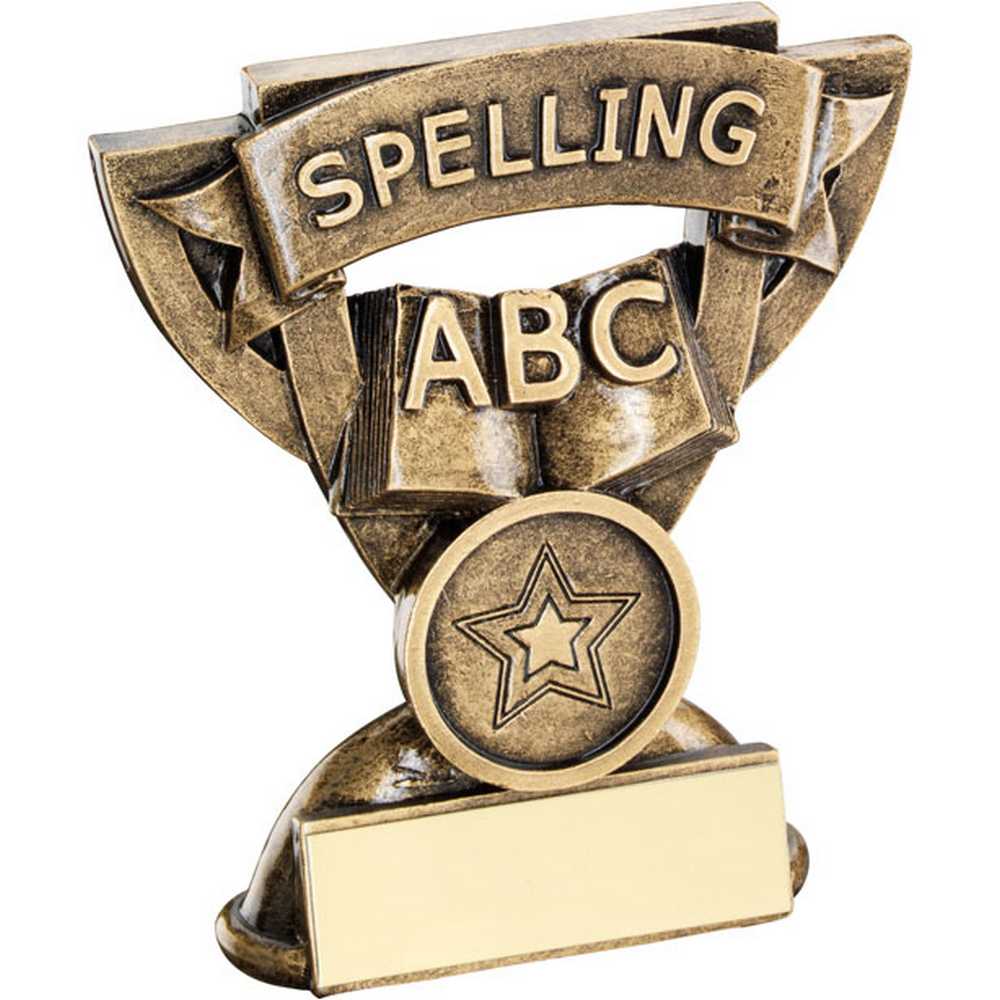 BRZ/GOLD SPELLING MINI CUP WITH PLATE (1in CENTRE) - 3.75in