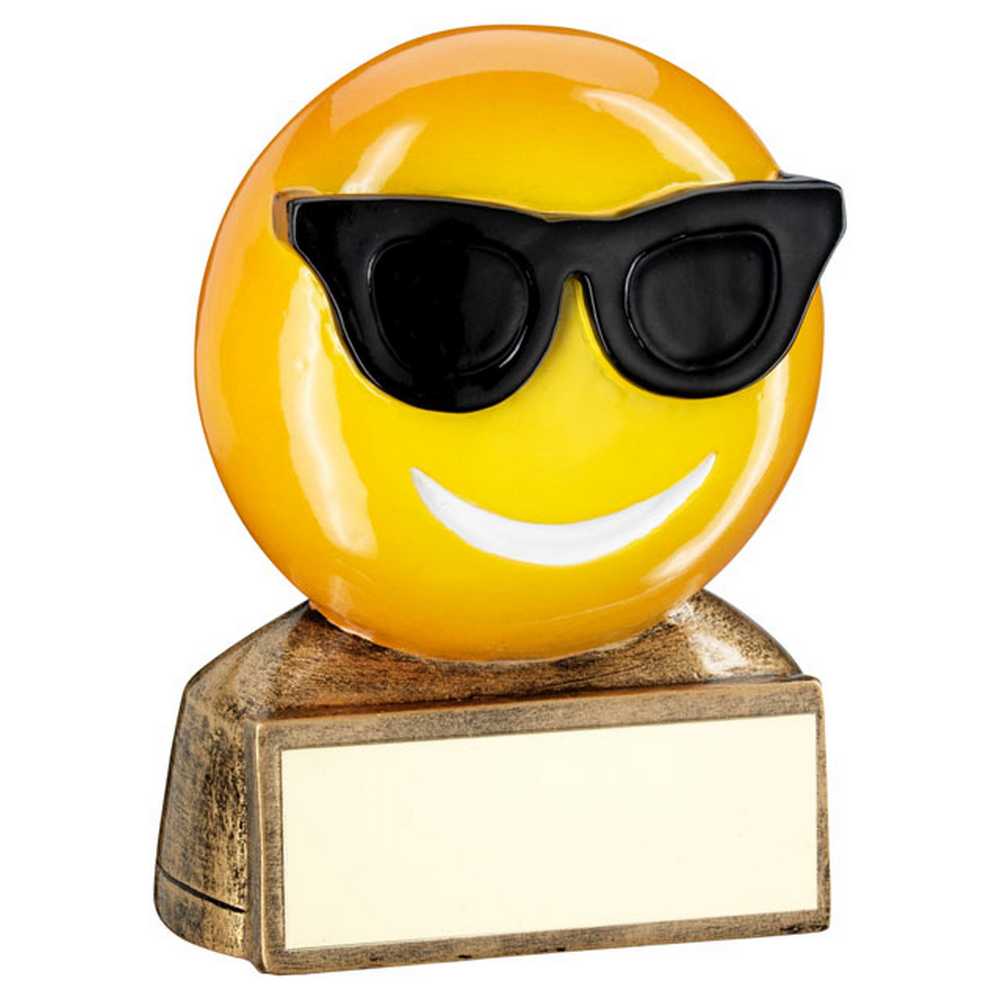 BRZ/YELLOW/BLACK 'SUNGLASSES EMOJI' FIGURE WITH PLATE - 2.75in