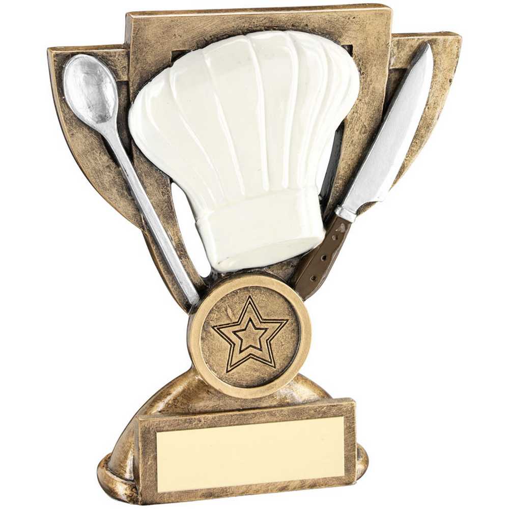 BRZ/WHITE/SILVER COOKING MINI CUP WITH PLATE (1in CENTRE) - 5in