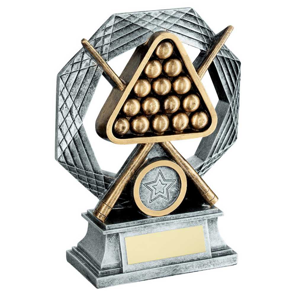 BRZ/GOLD/PEW POOL/SNOOKER OCTAGON SERIES WITH PLATE (1in CENTRE) - 6in
