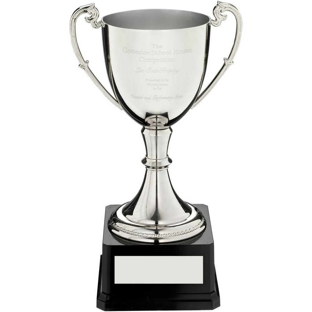 NICKEL PLATED CUP ON HEAVYWEIGHT BASE WITH PLATE - 5.75in