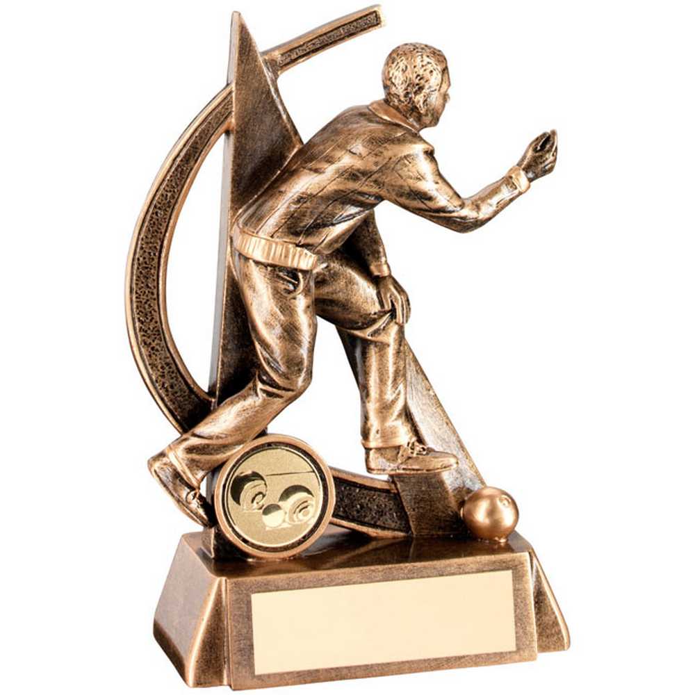 BRZ/GOLD MALE LAWN BOWLS GEO FIGURE WITH PLATE (1in CENTRE) - 5.75in
