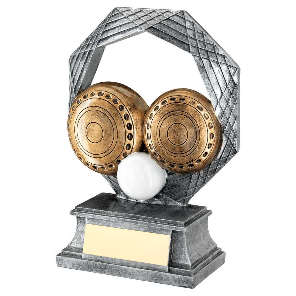 BRZ/PEW/WHITE LAWN BOWLS OCTAGON SERIES WITH PLATE - 6in