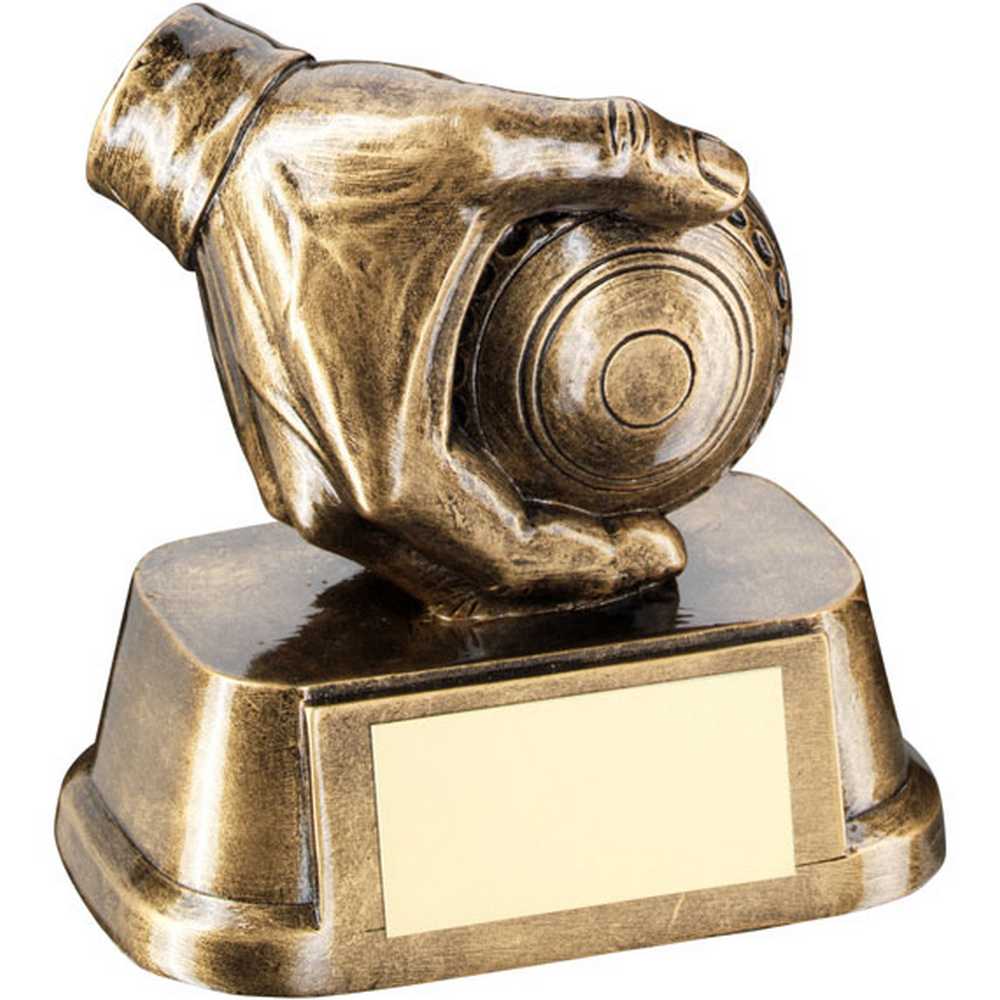 BRZ/GOLD LAWN BOWL IN HAND WITH PLATE - 3.5in