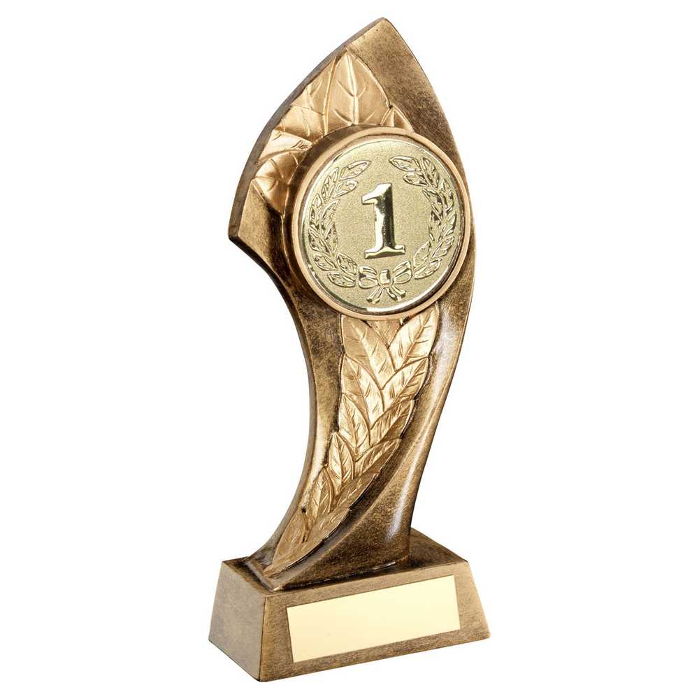 BRZ/GOLD CENTRE HOLDER WITH TWISTED LEAF WITH PLATE (2in CENTRE) - 8.75in