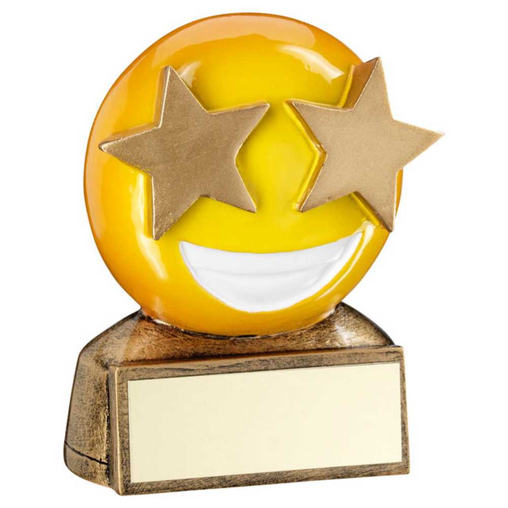 BRZ/YELLOW 'STAR EYES EMOJI' FIGURE WITH PLATE - 2.75in