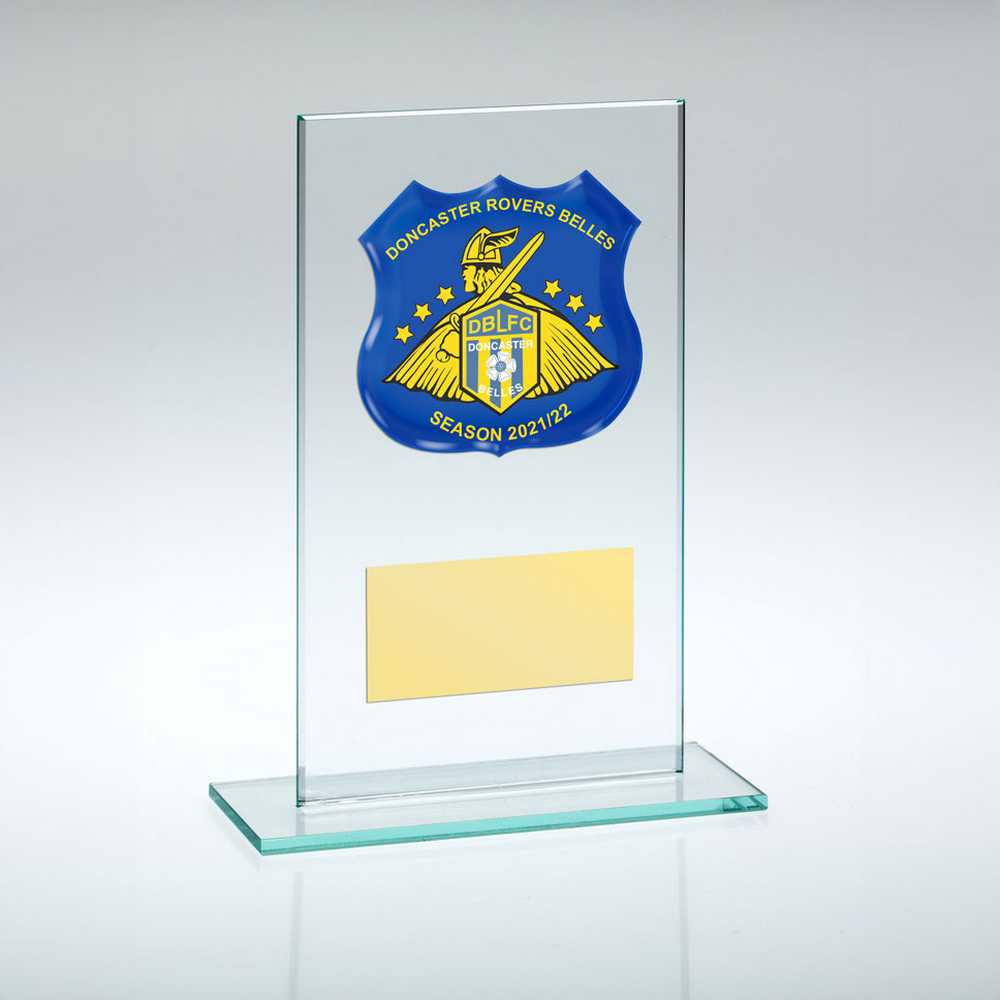 JADE GLASS PLAQUE WITH PLATE (REQUIRES SP-SHIELD OR SHIRT-B) - 4.5in
