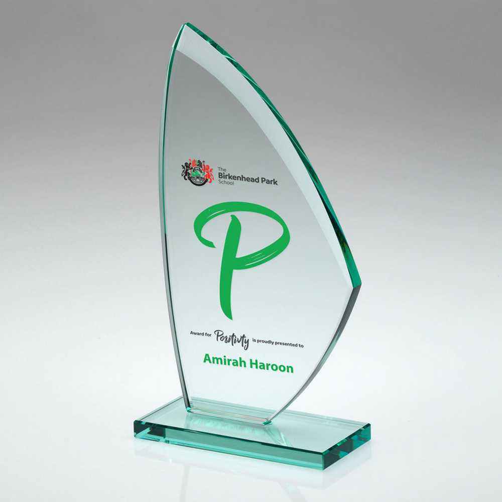 JADE GLASS SAIL PLAQUE (10mm THICK) - 8.25in