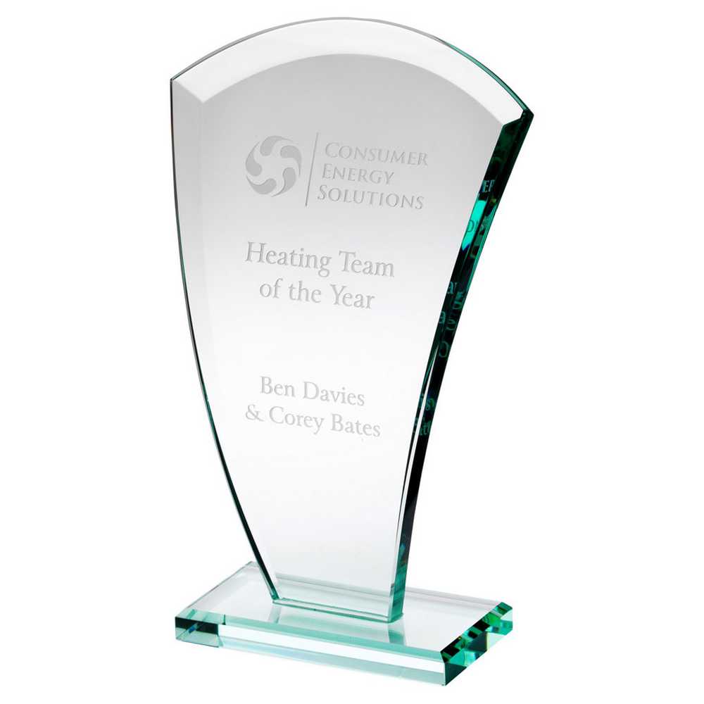 JADE GLASS CURVED V PLAQUE (10mm THICK) - 8in