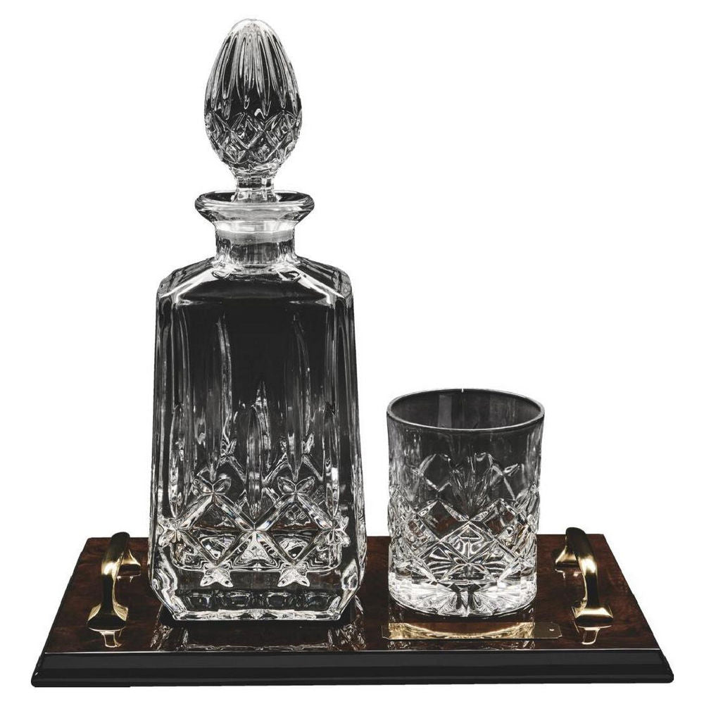 Crystal Spirit Decanter and Spirit Glass on Tray 320mm