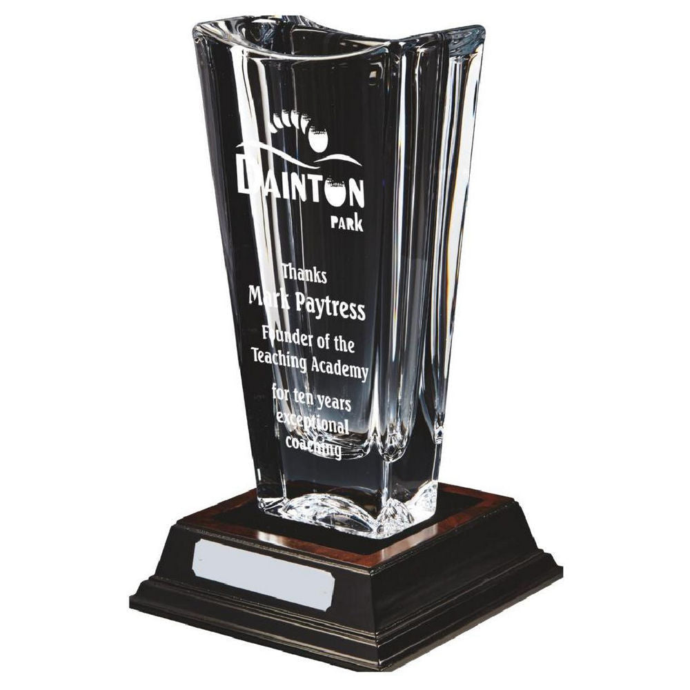 Large Bohemia Crystalite Vase Award (With Panel for Engraving) 340mm
