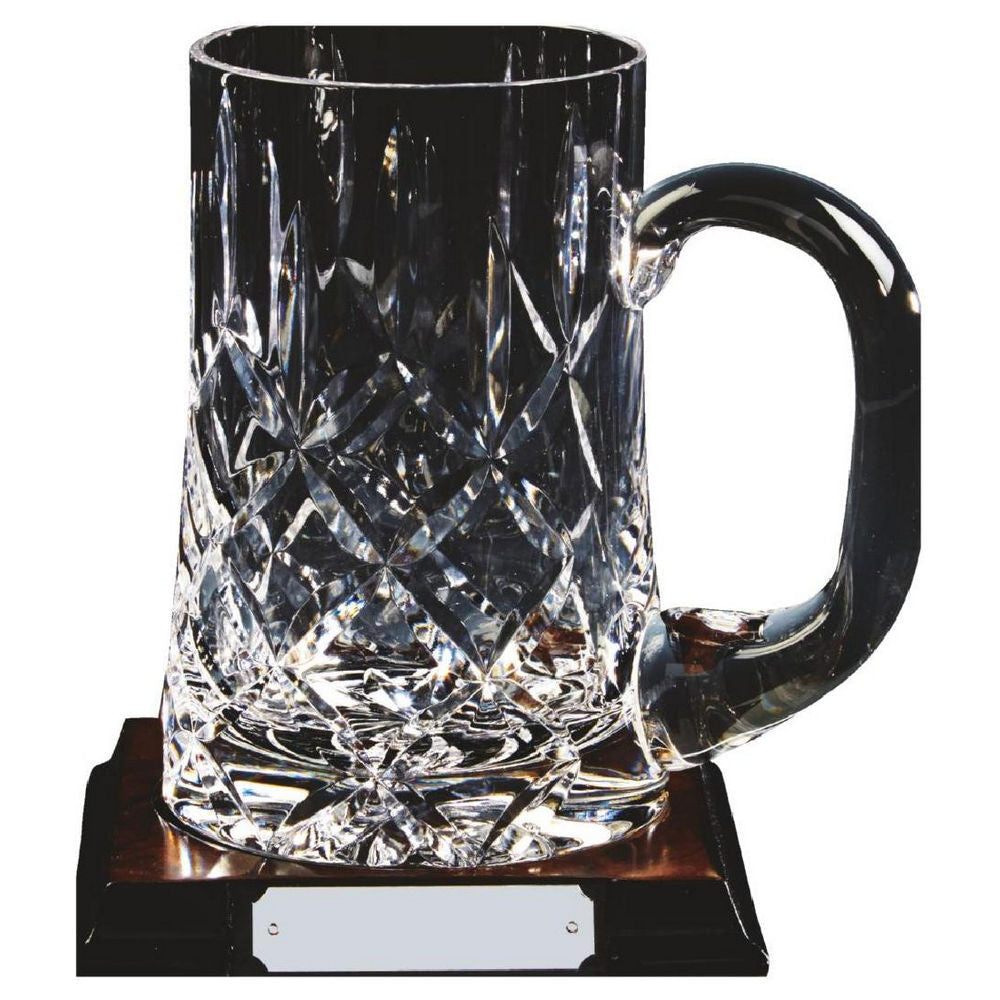 1pt Crystal Tankard on Wood Stand 160mm