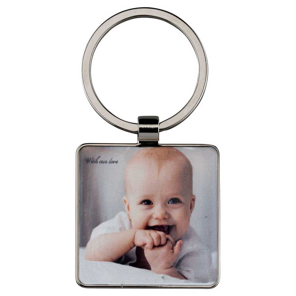 METAL SQUARE KEY FOB WITH WHITE FILL (FOR SUBLIMATION) - 2in