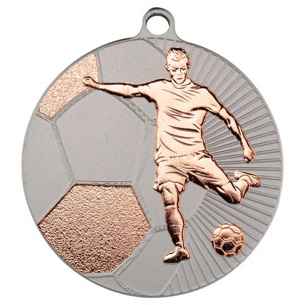 FOOTBALL TWO COLOUR MEDAL MATT SILVER/BRONZE - 2.75in
