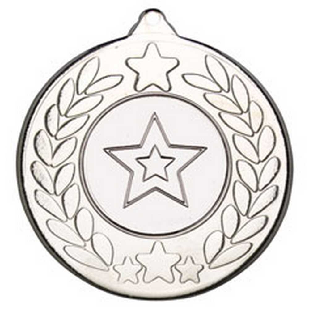 STARS AND WREATH MEDAL (1in CENTRE) SILVER - 2in