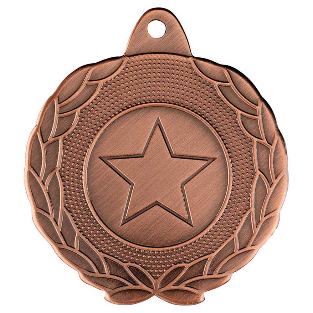 LAUREL WREATH EDGED MEDAL (1in CENTRE) BRONZE - 1.75in