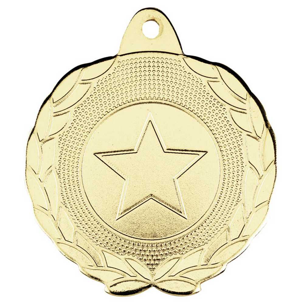 LAUREL WREATH EDGED MEDAL (1in CENTRE) GOLD - 1.75in