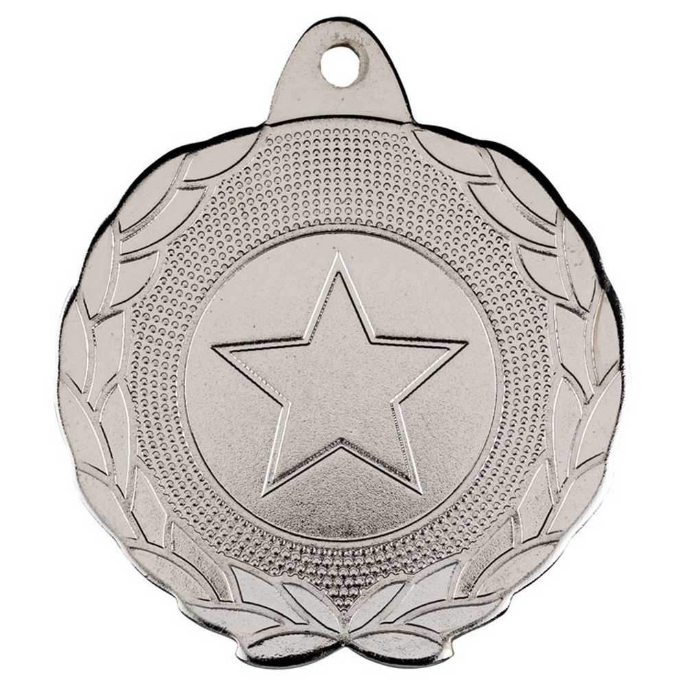 LAUREL WREATH EDGED MEDAL (1in CENTRE) SILVER - 1.75in
