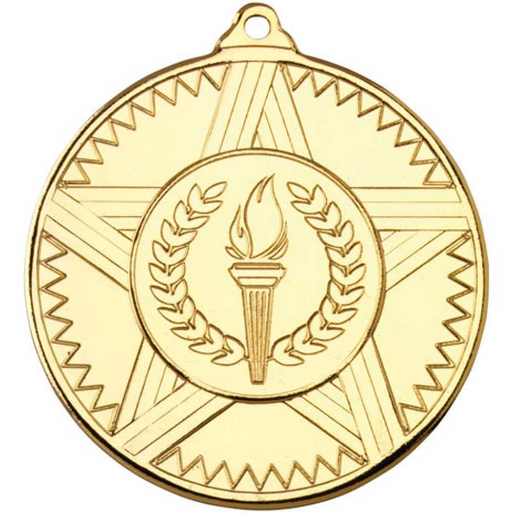 STRIPED STAR MEDAL (1in CENTRE) GOLD - 2in