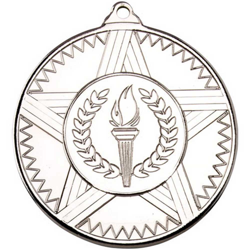 STRIPED STAR MEDAL (1in CENTRE) SILVER - 2in