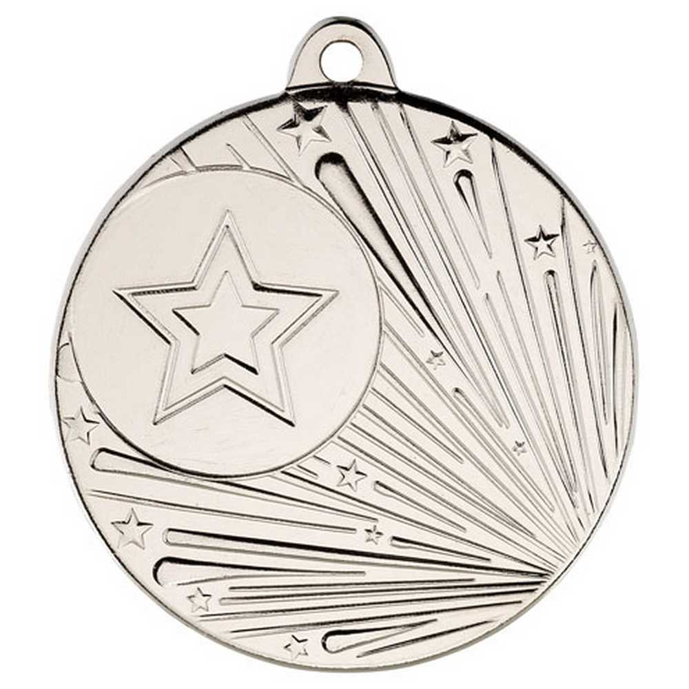 SHOOTING STAR MEDAL (1in CENTRE) SILVER - 2in