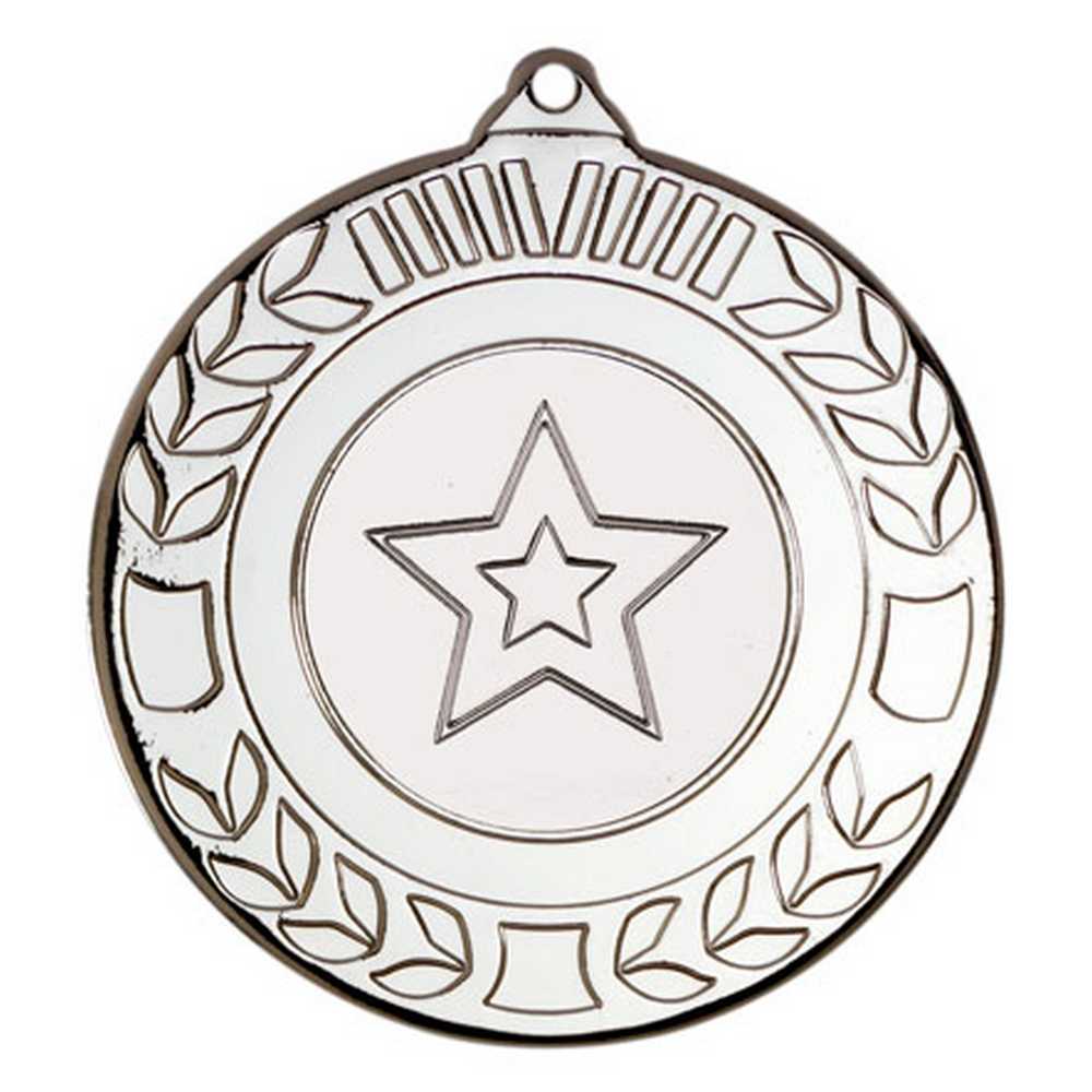WREATH MEDAL (1in CENTRE) SILVER - 2in