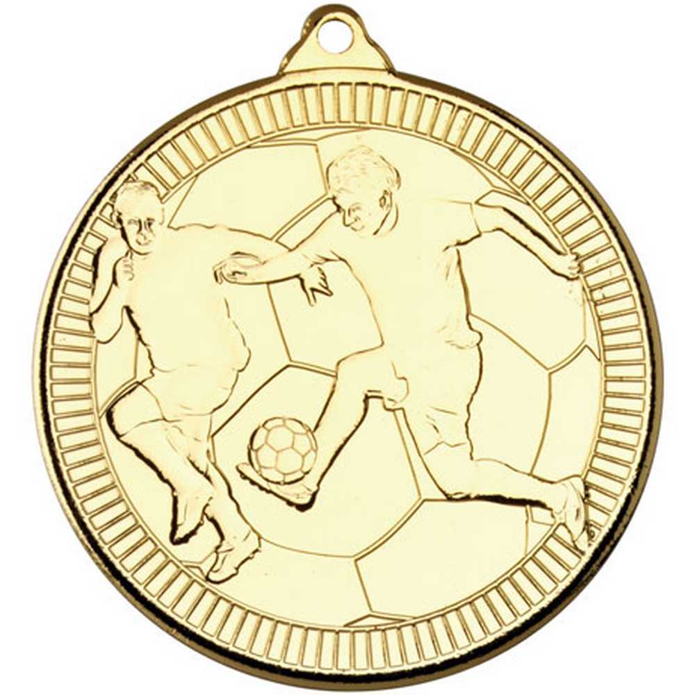 FOOTBALL 'MULTI LINE' MEDAL GOLD - 2in