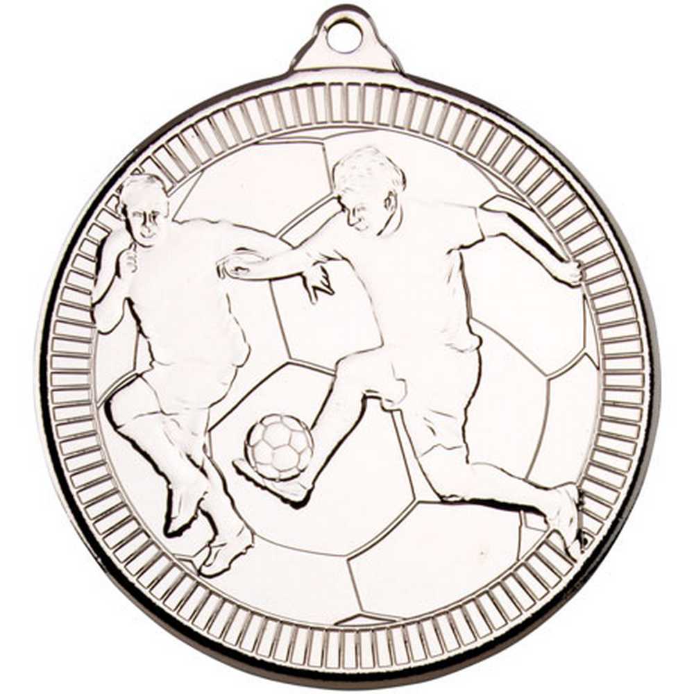 FOOTBALL 'MULTI LINE' MEDAL SILVER - 2in