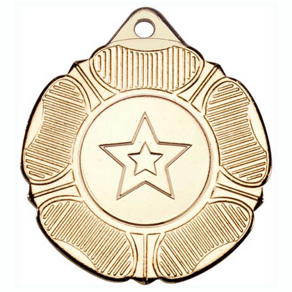 TUDOR ROSE MEDAL (1in CENTRE) GOLD - 2in