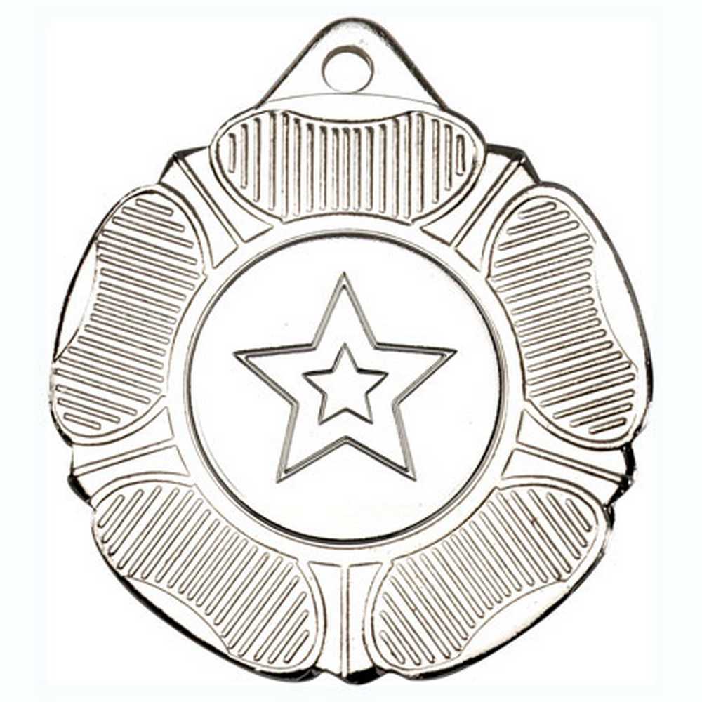 TUDOR ROSE MEDAL (1in CENTRE) SILVER - 2in