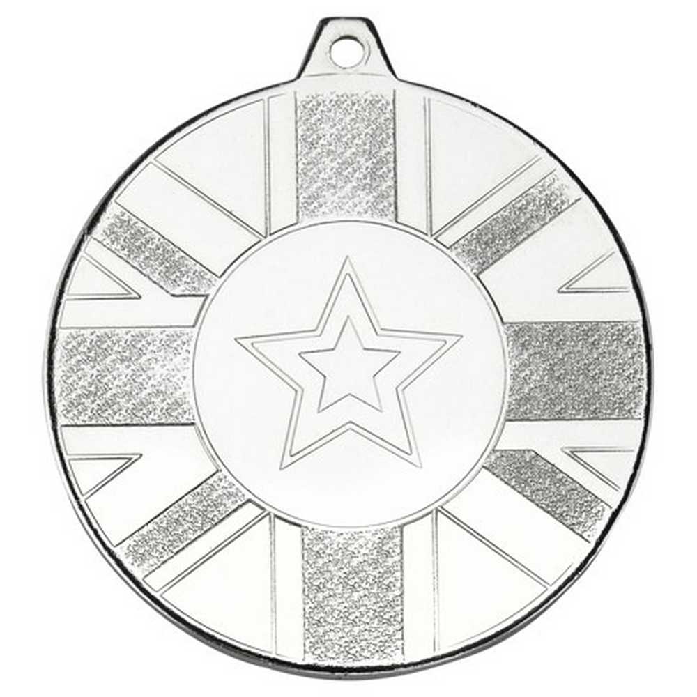 UNION FLAG MEDAL (1in CENTRE) SILVER - 2in
