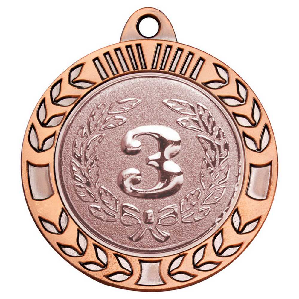 WREATH MEDAL EXTRA THICK (2in CENTRE) BRONZE - 2.75in