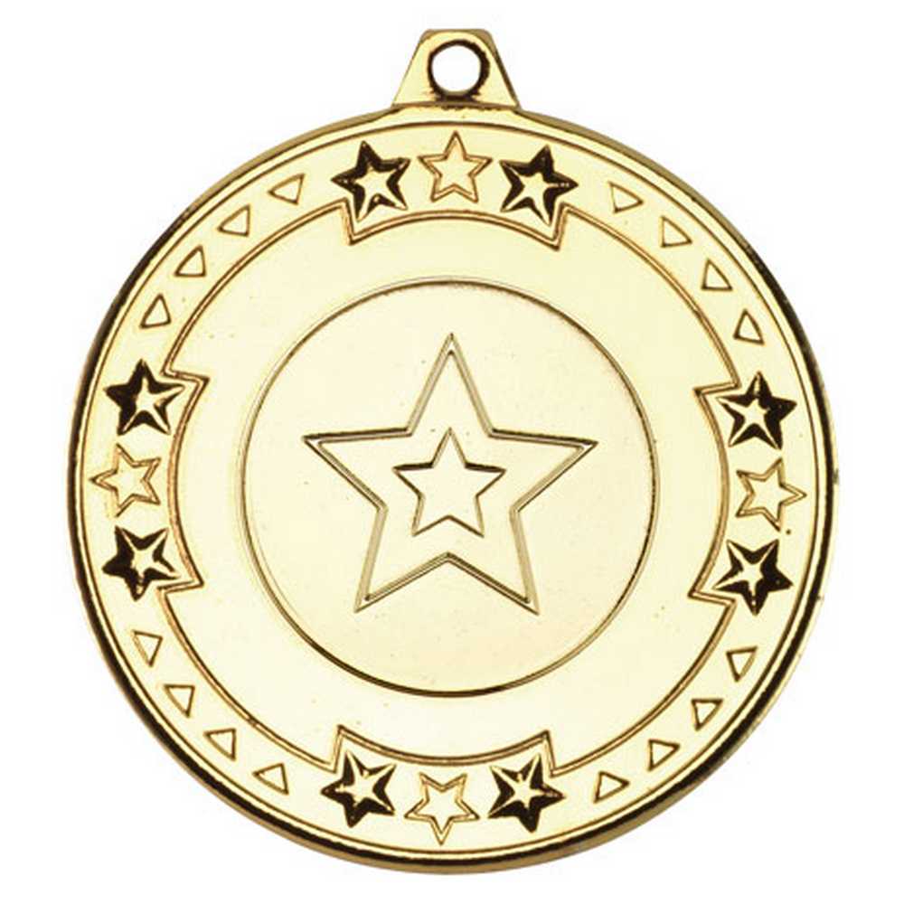 TRI STAR MEDAL (1in CENTRE) GOLD - 2in