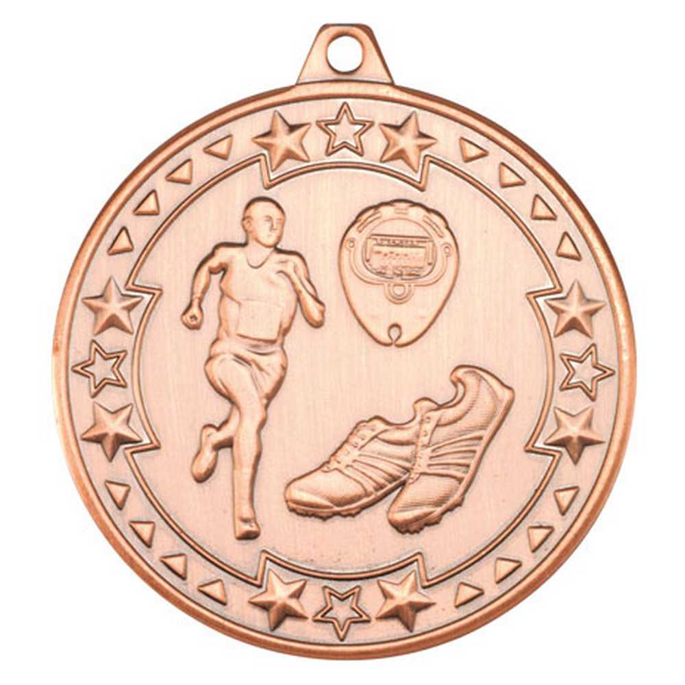 RUNNING TRI STAR MEDAL BRONZE - 2in