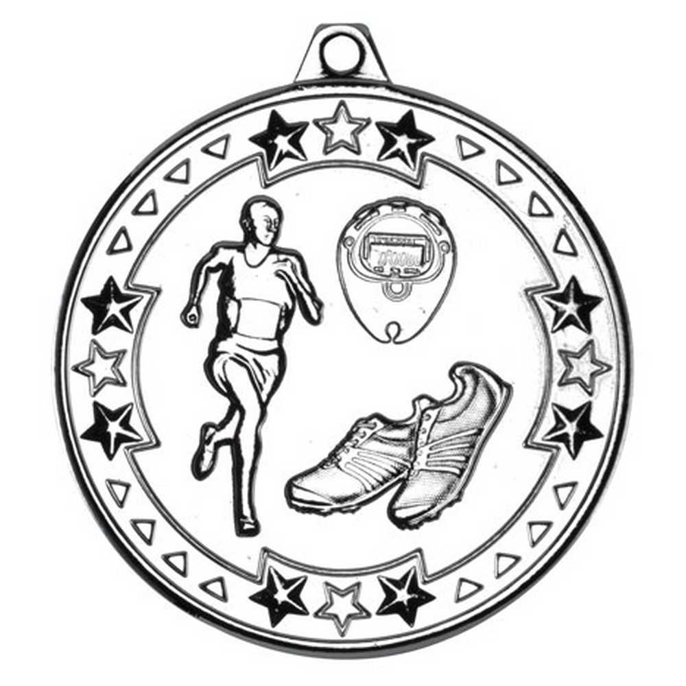 RUNNING TRI STAR MEDAL SILVER - 2in